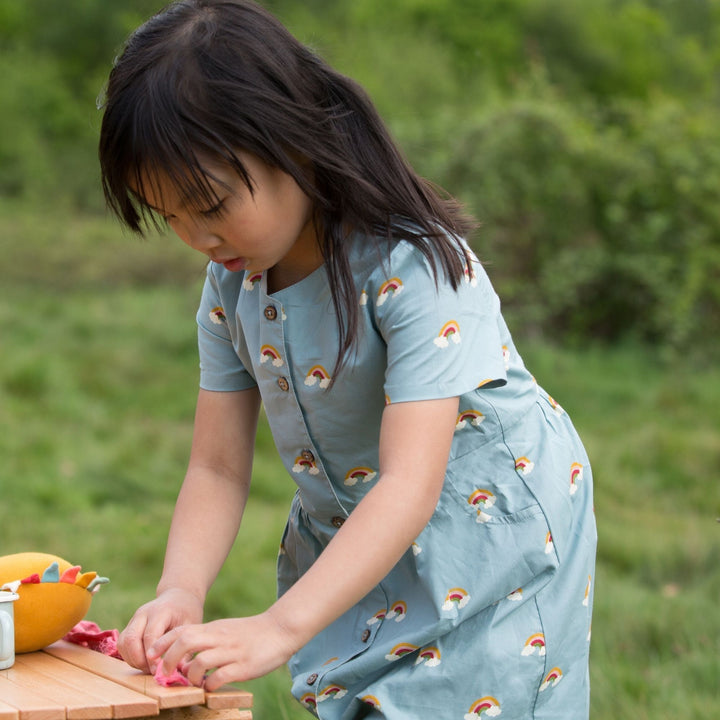 Over the Rainbow Button Through Short Sleeve Dress