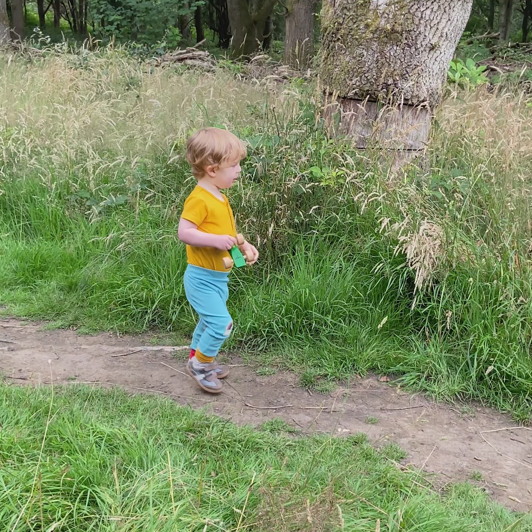 Load video: Blue Sky Knee Patch Rainbow Joggers