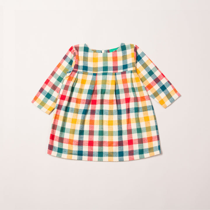 Autumn Rainbow Check Smock Dress