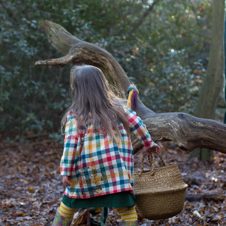 Autumn Rainbow Check Smock Dress