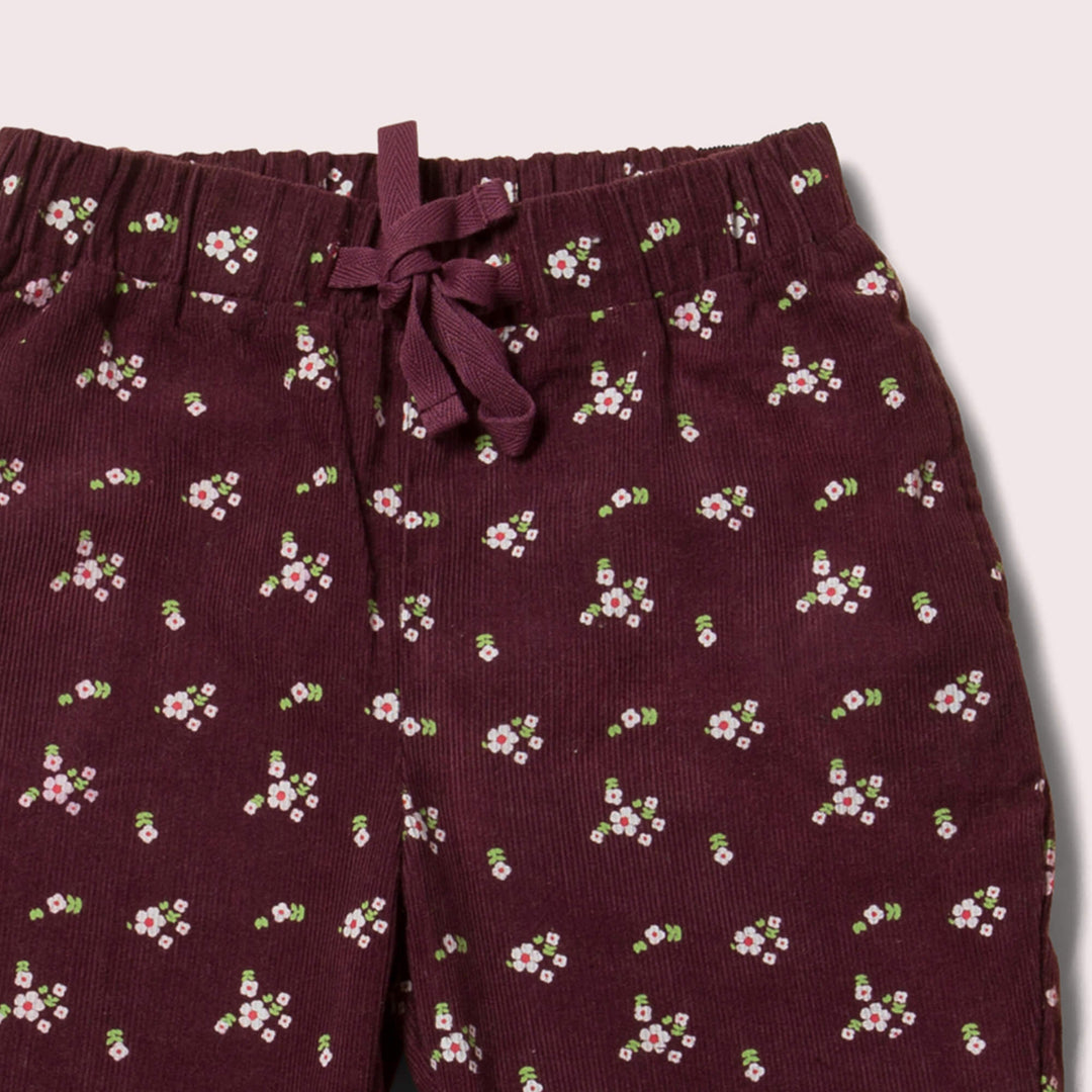 Plum Flowers Cord Comfy Trousers