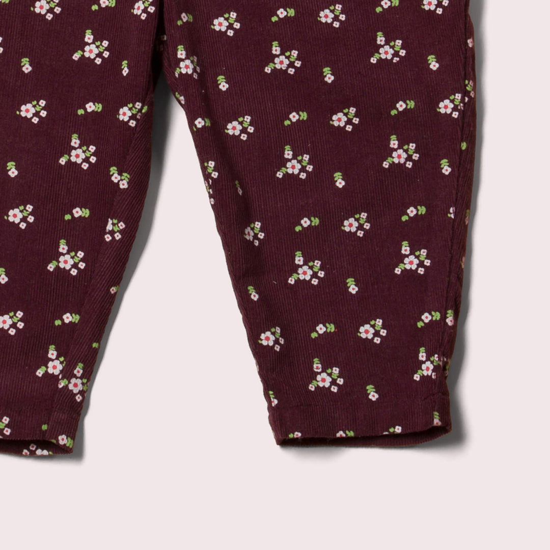 Plum Flowers Cord Comfy Trousers