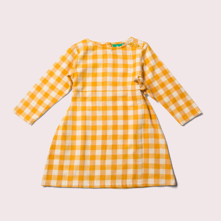 Golden Check Wrap Up Well Dress