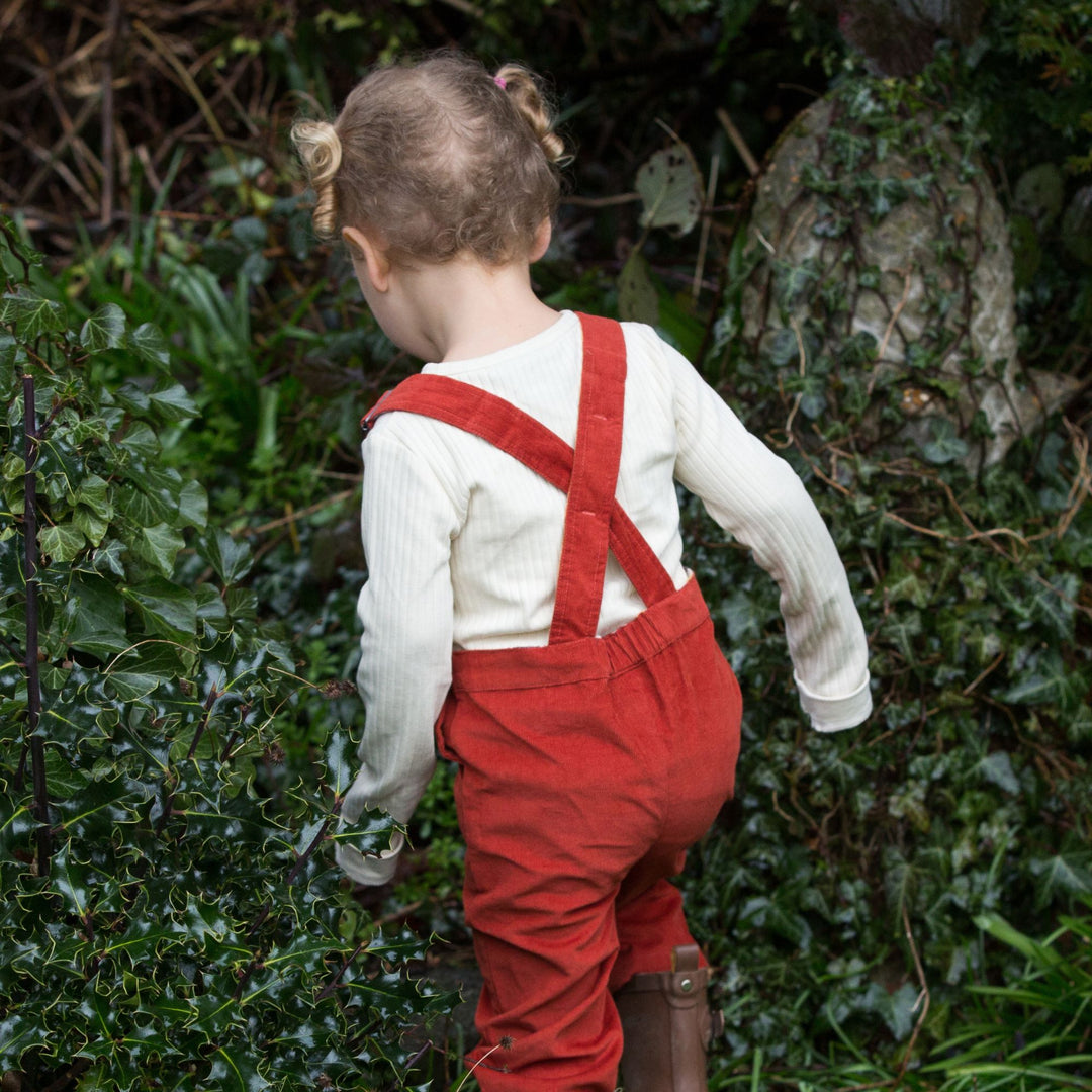 Embroidered Apple Classic Corduroy Dungarees