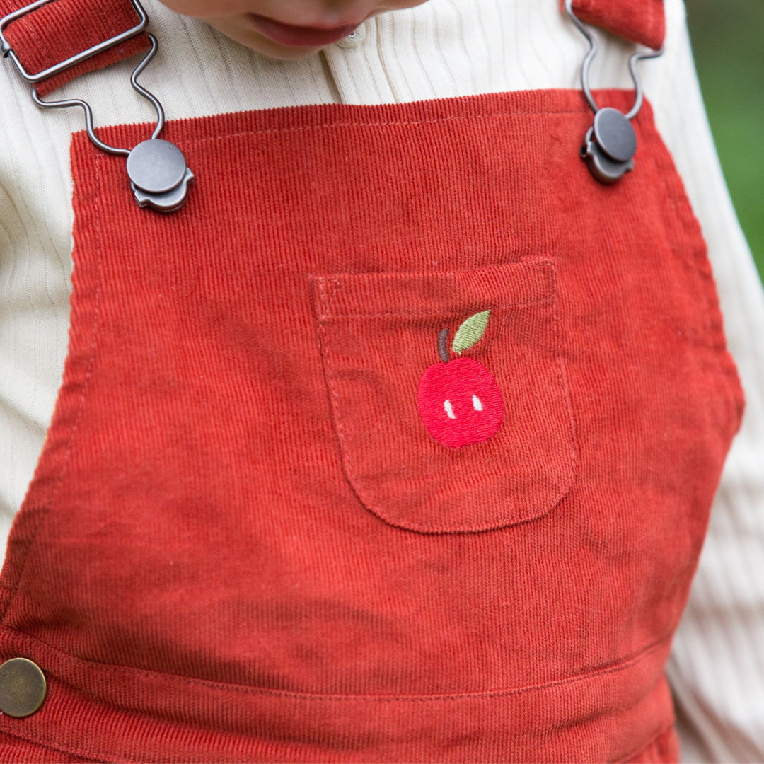 Embroidered Apple Classic Corduroy Dungarees