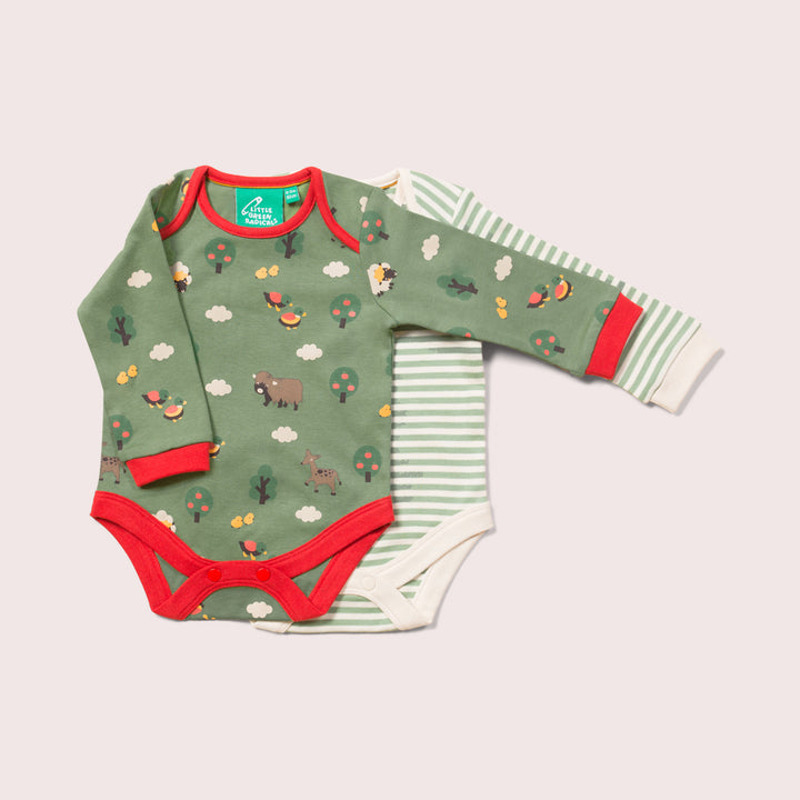 Animal Friends Organic Baby Bodysuit Set - 2 Pack