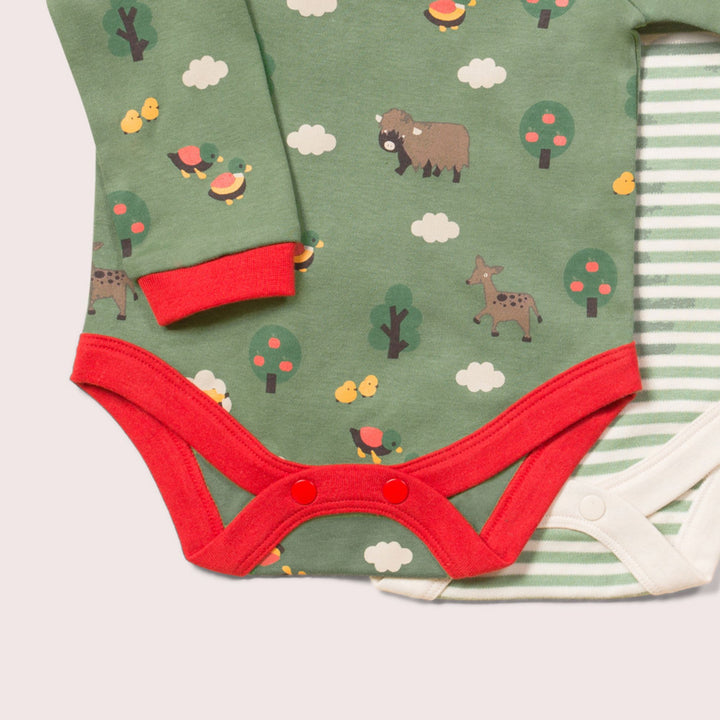 Animal Friends Organic Baby Bodysuit Set - 2 Pack
