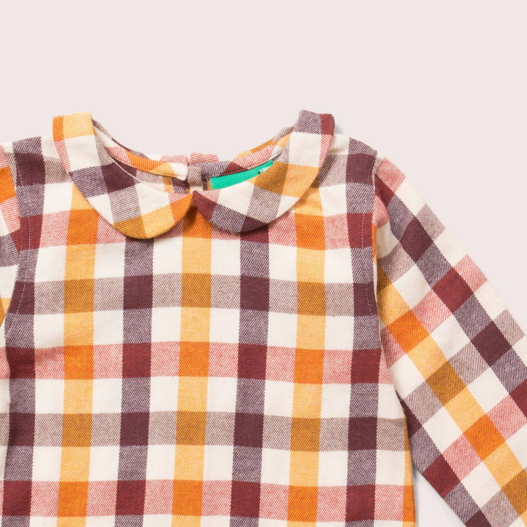 Autumn Leaves Checked Peter Pan Collar Blouse