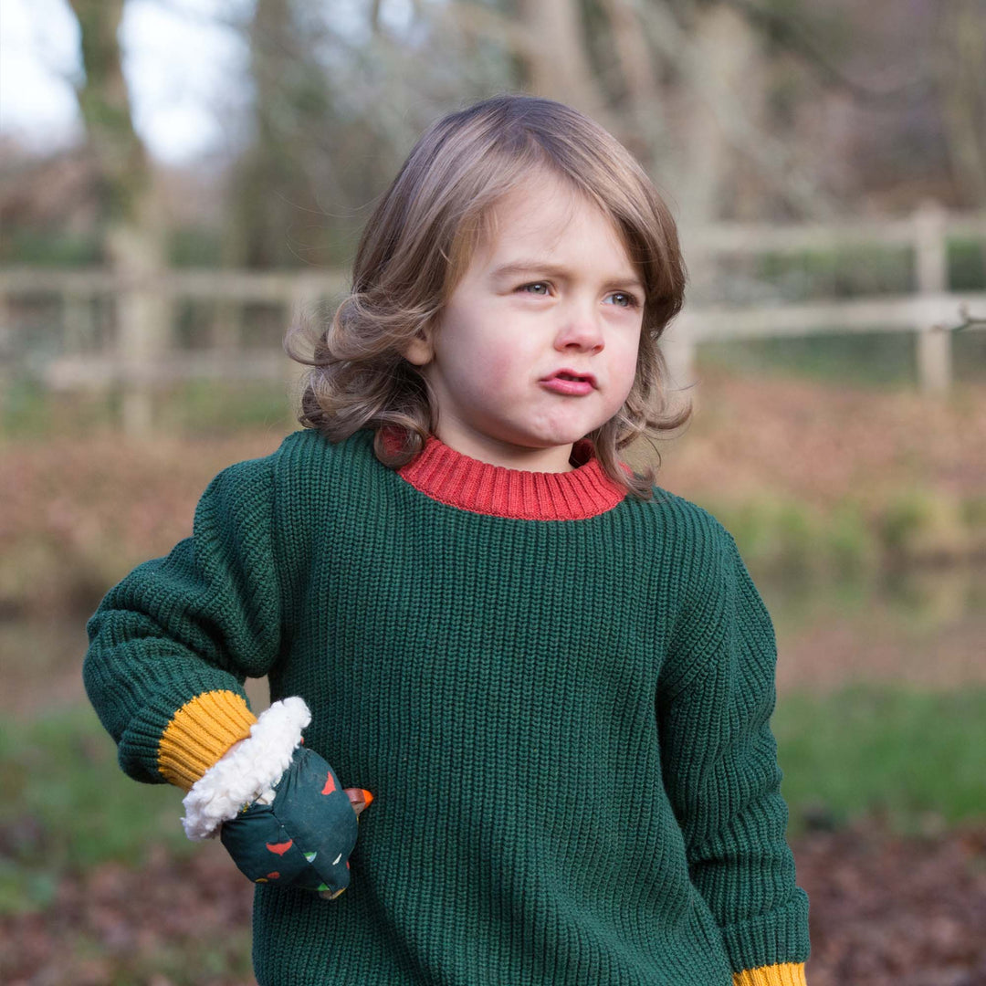 From One To Another Olive Snuggly Knitted Jumper