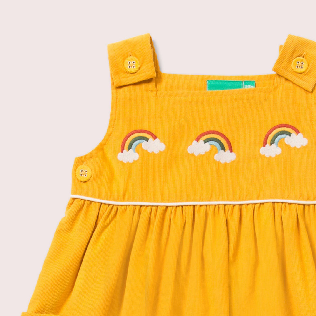 Embroidered Rainbow Corduroy Pinny Dress