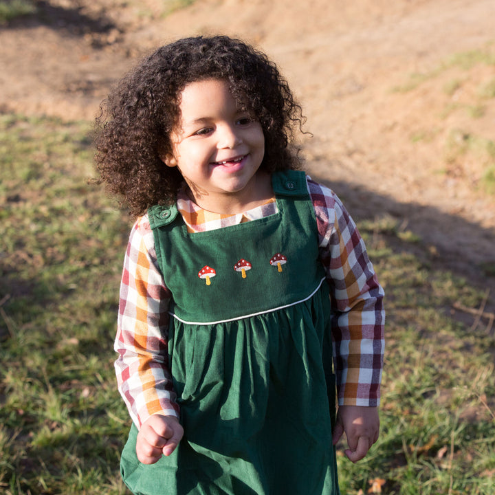 Embroidered Toadstool Corduroy Pinny Dress