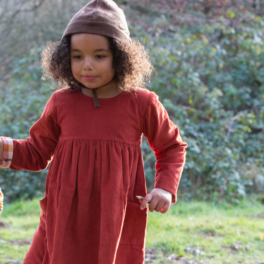 Burnt Ochre Day After Day Reversible Corduroy Pocket Dress