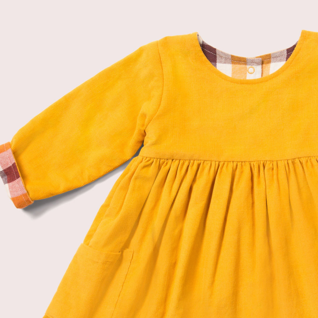 Gold Day After Day Reversible Corduroy Pocket Dress