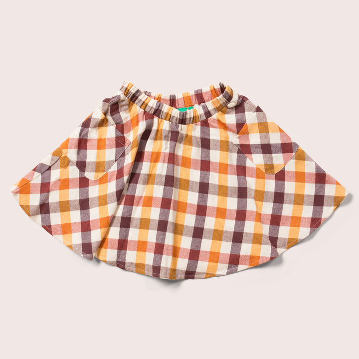 Autumn Leaves Checked Pocket Swishy Skirt