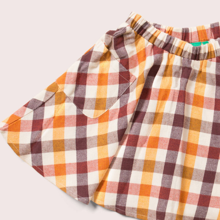 Autumn Leaves Checked Pocket Swishy Skirt