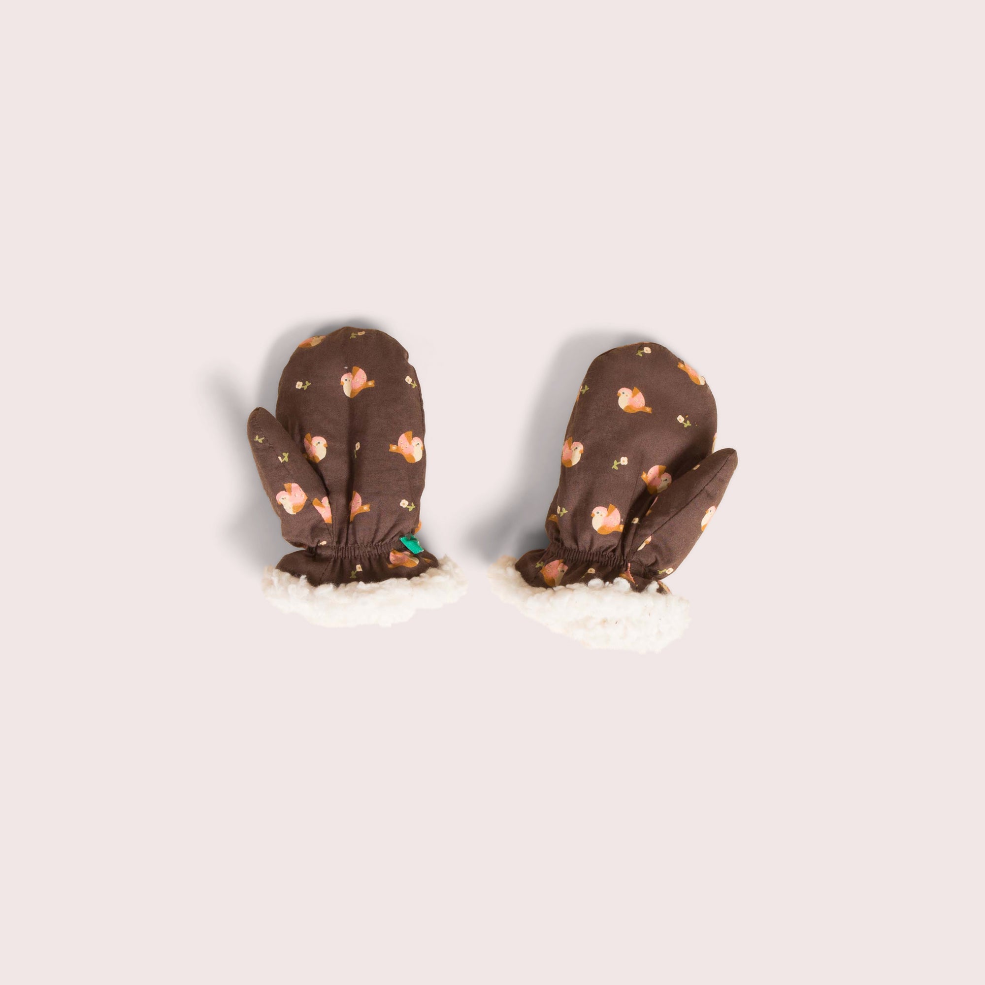 Autumn Birds Sherpa Lined Mittens