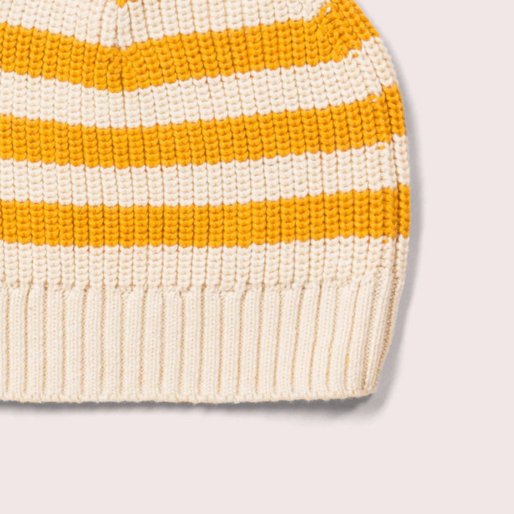 Gold Striped Knitted Beanie Hat