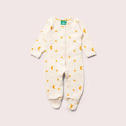 Cream Waffle Stars Organic Babygrow