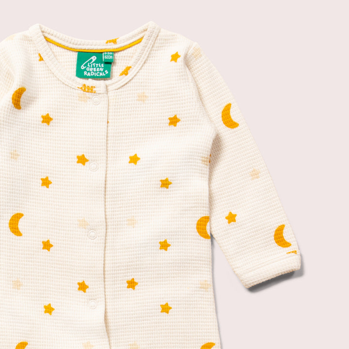 Cream Waffle Stars Organic Babygrow