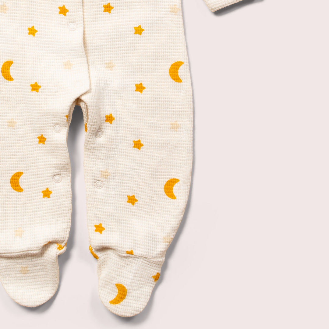 Cream Waffle Stars Organic Babygrow