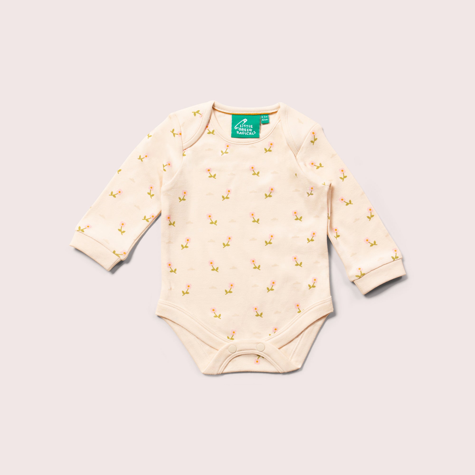 Pink Flowers Organic Baby Bodysuit Set - 2 Pack