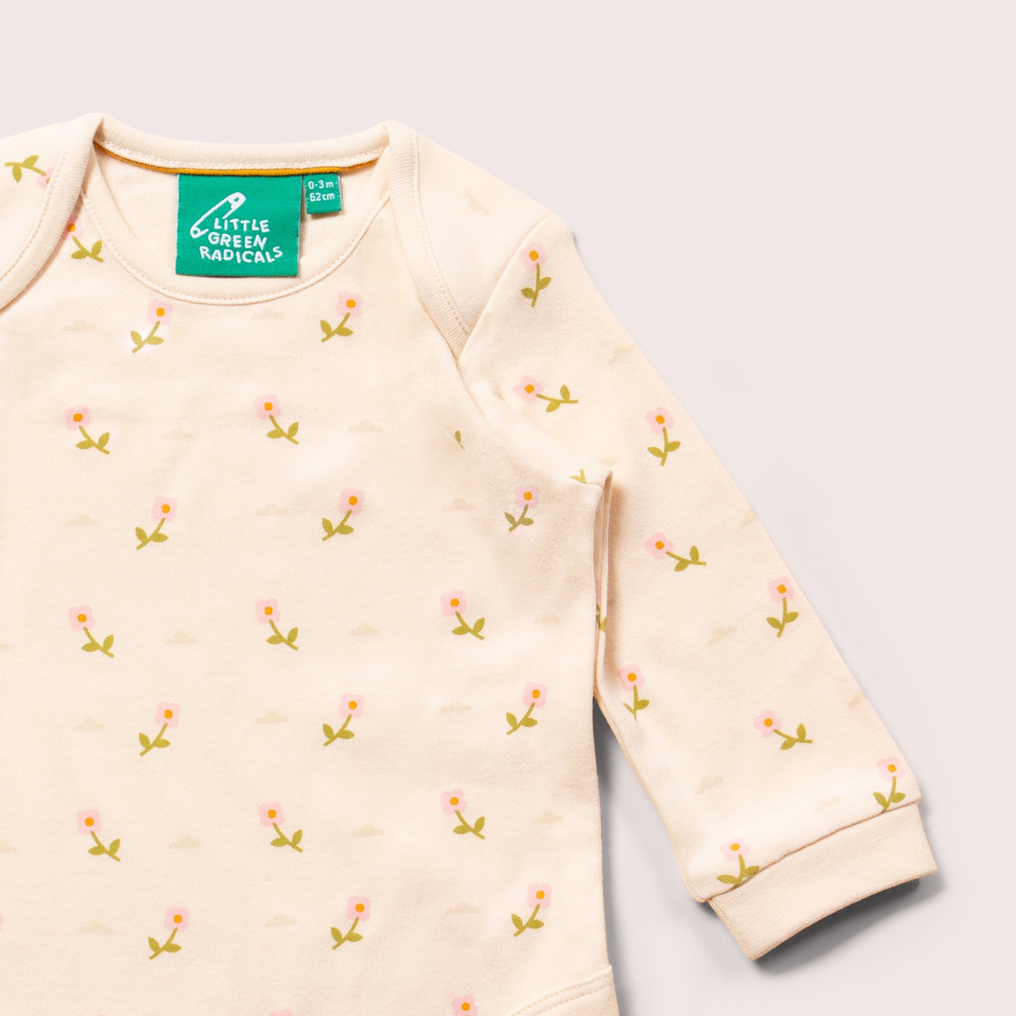 Pink Flowers Organic Baby Bodysuit Set - 2 Pack