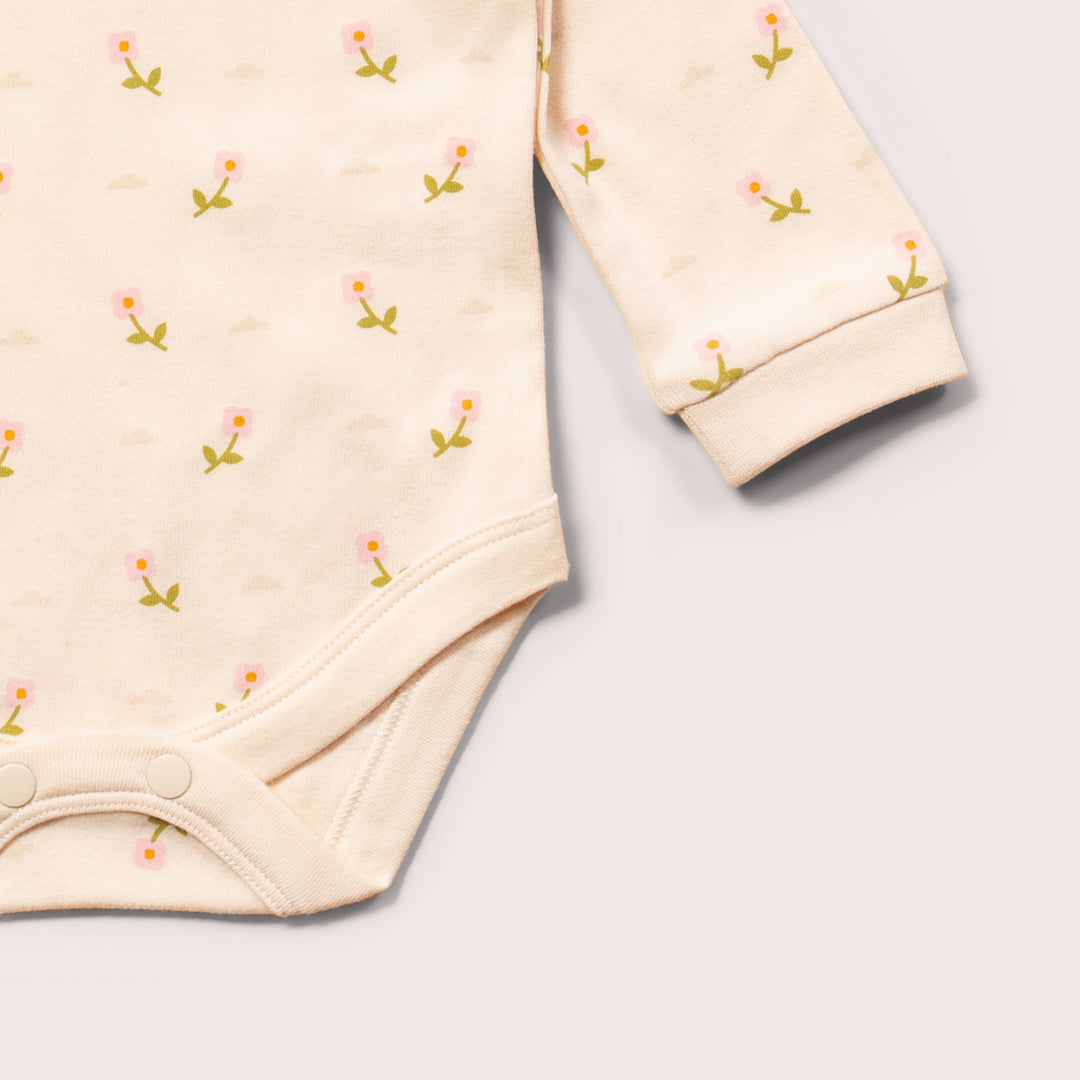 Pink Flowers Organic Baby Bodysuit Set - 2 Pack