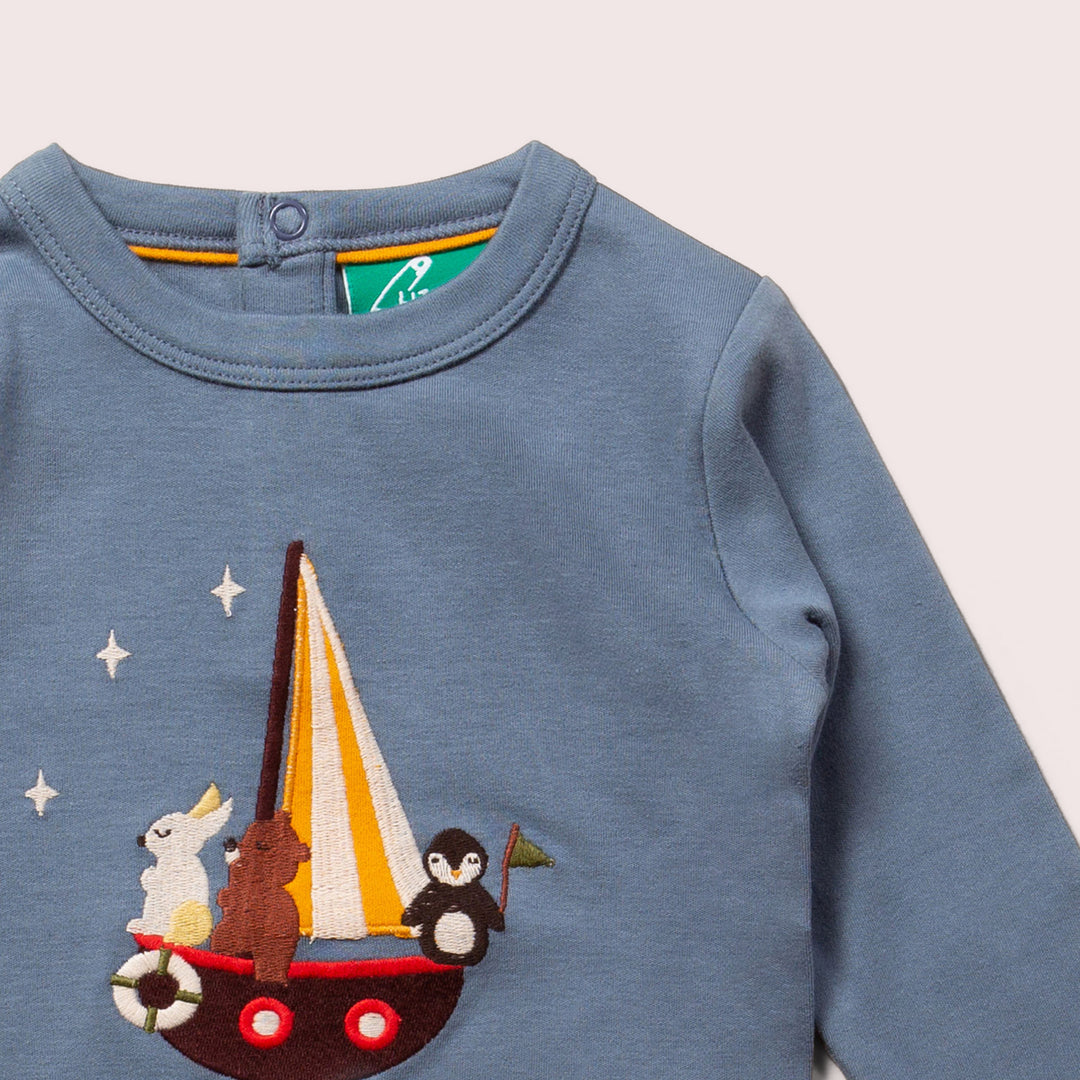 Stormy Seas Chest Applique Long Sleeve T-Shirt