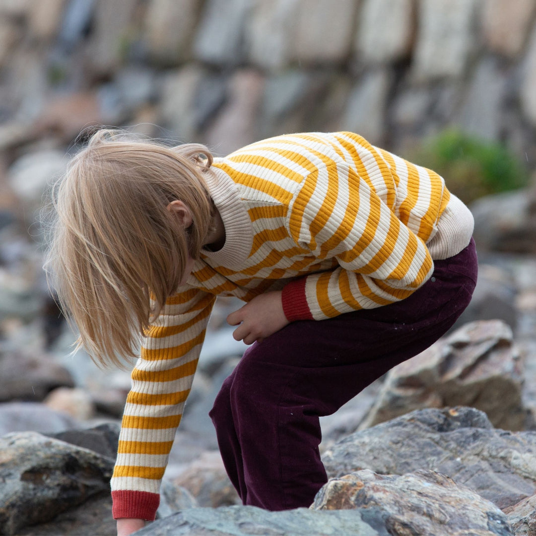 From One To Another Gold Striped Knitted Jumper