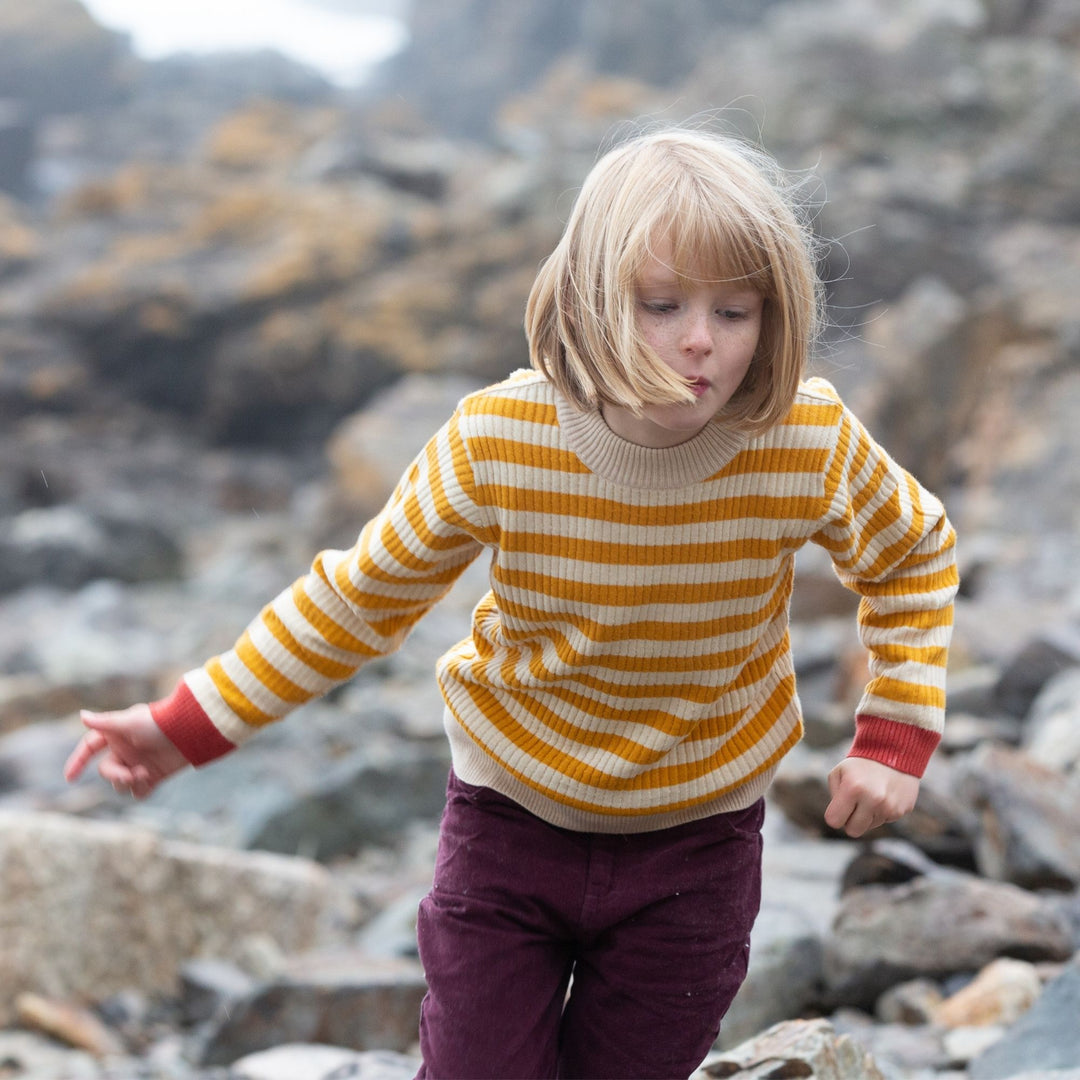 From One To Another Gold Striped Knitted Jumper