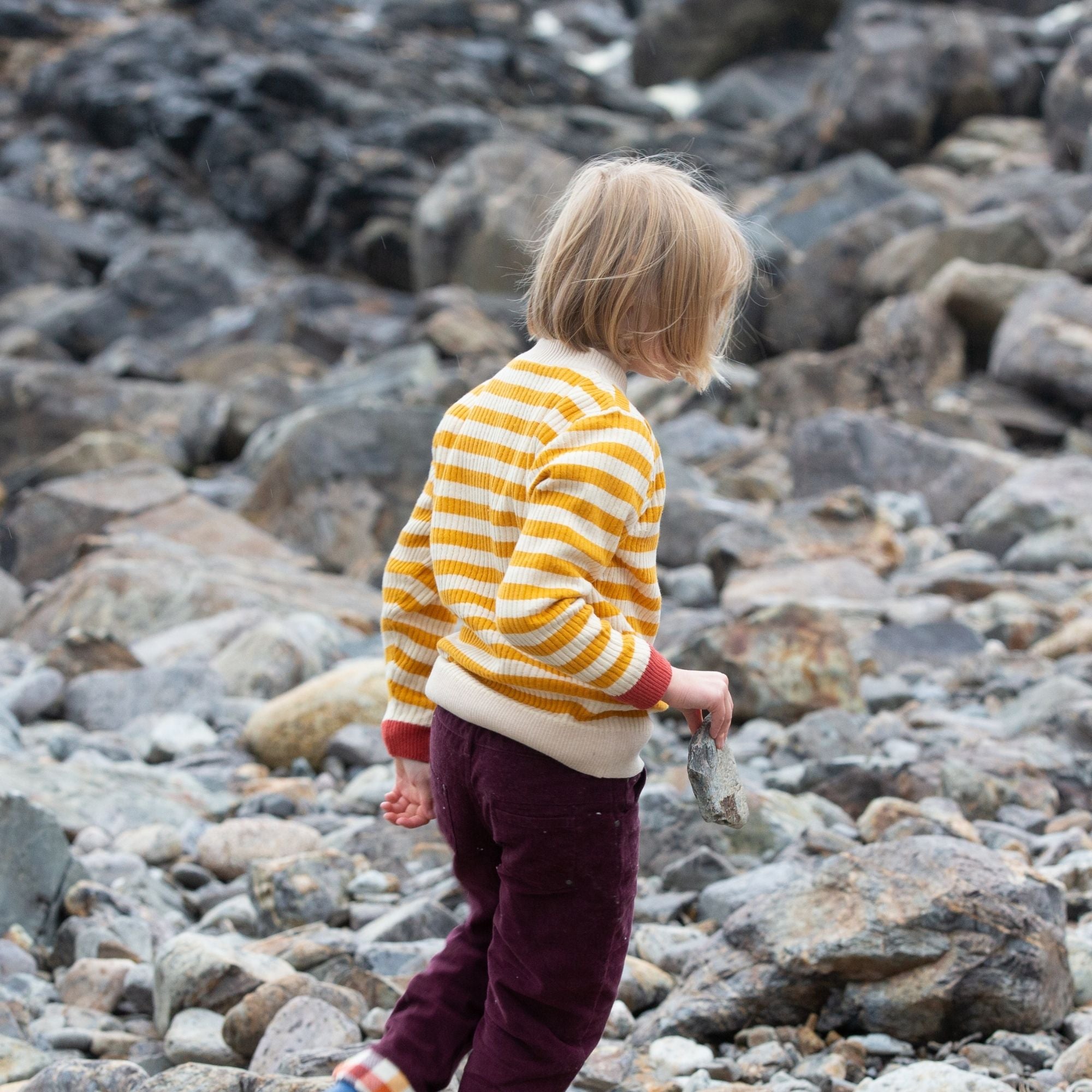 From One To Another Gold Striped Knitted Jumper