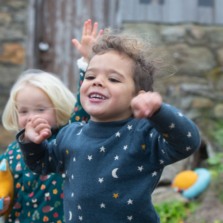 From One To Another Golden Stars Knitted Jumper