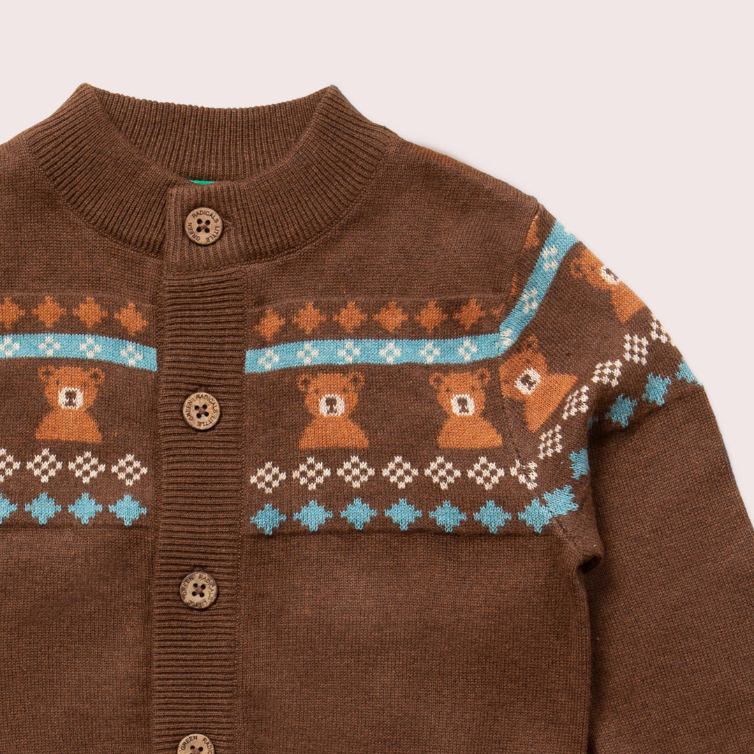 From One To Another Fair Isle Bear Knitted Cardigan