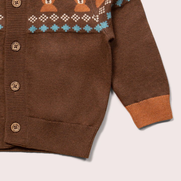 From One To Another Fair Isle Bear Knitted Cardigan