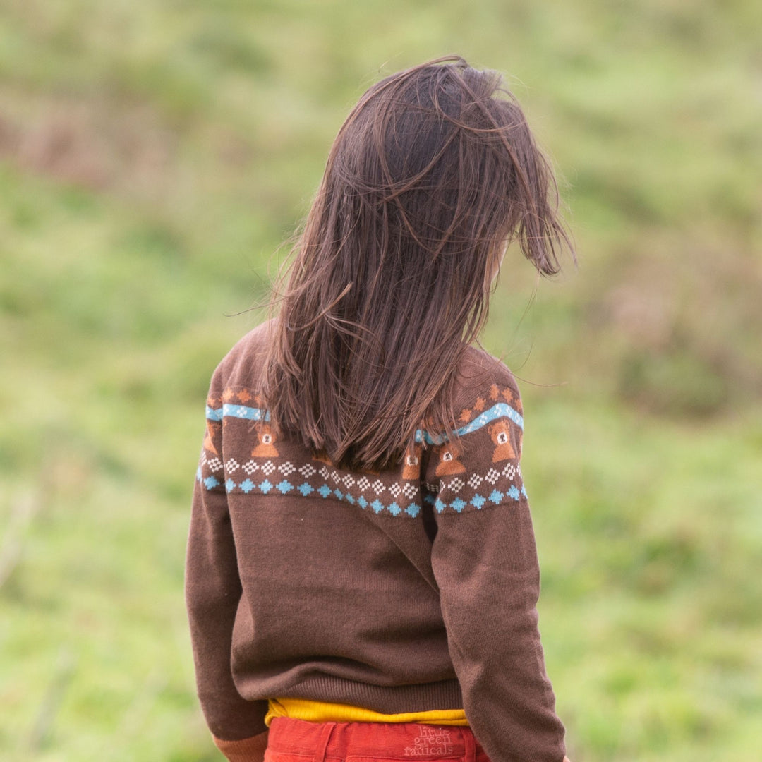 From One To Another Fair Isle Bear Knitted Cardigan