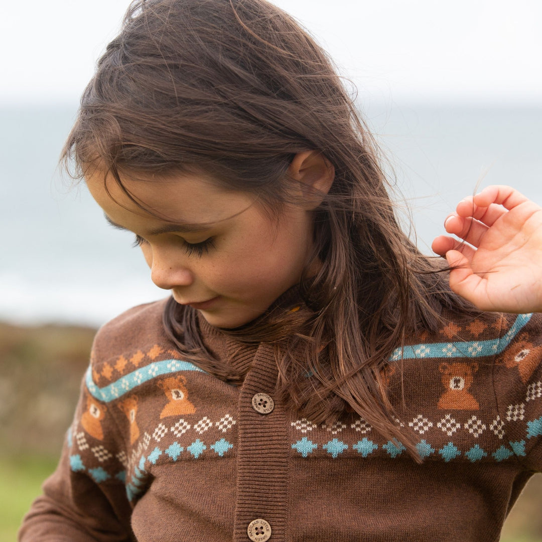 From One To Another Fair Isle Bear Knitted Cardigan