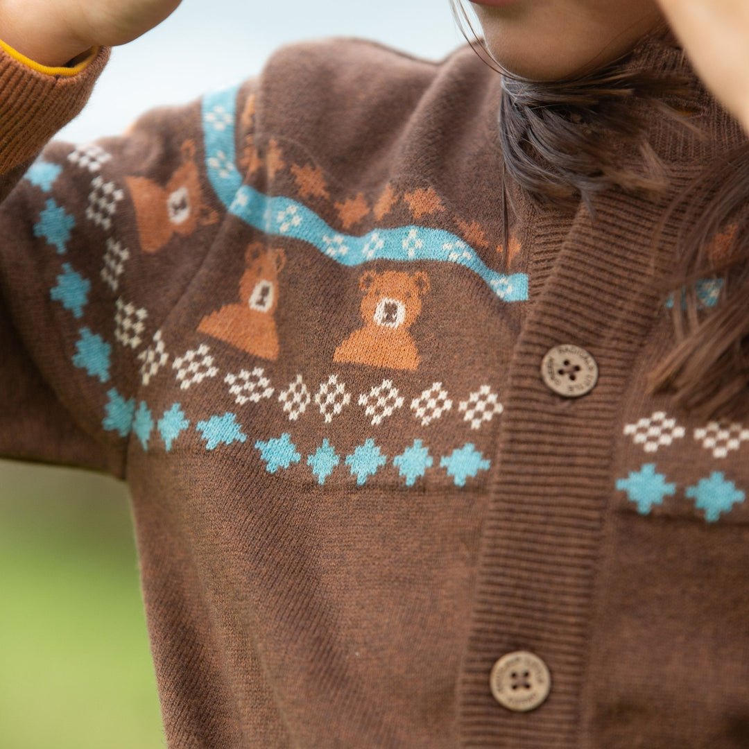 From One To Another Fair Isle Bear Knitted Cardigan