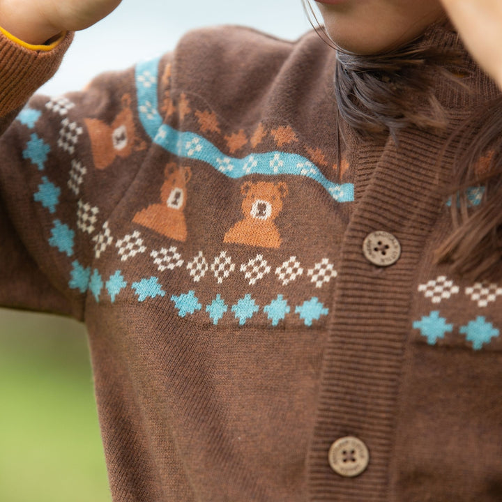 From One To Another Fair Isle Bear Knitted Cardigan