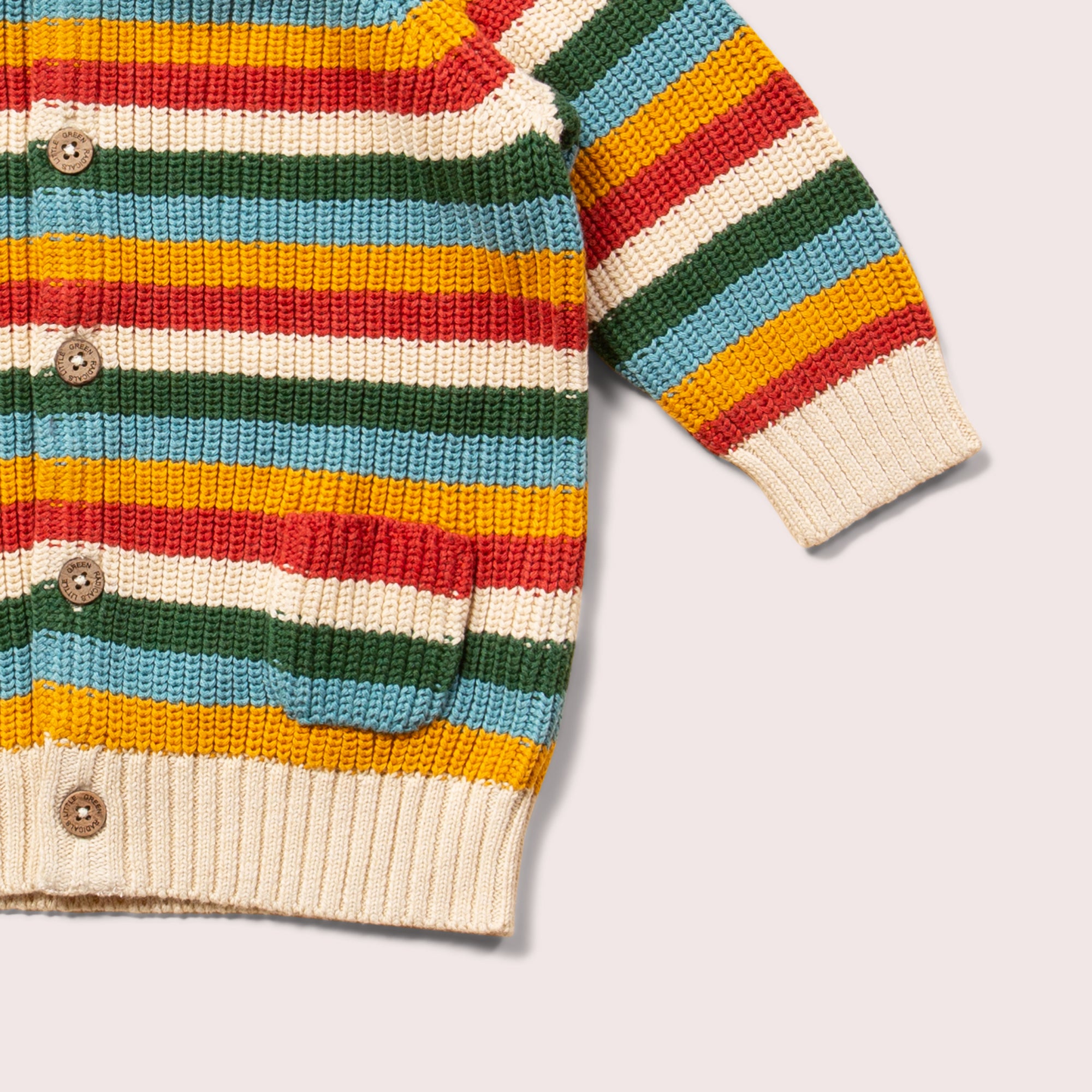 Rainbow Cosy Knitted Hooded Cardigan