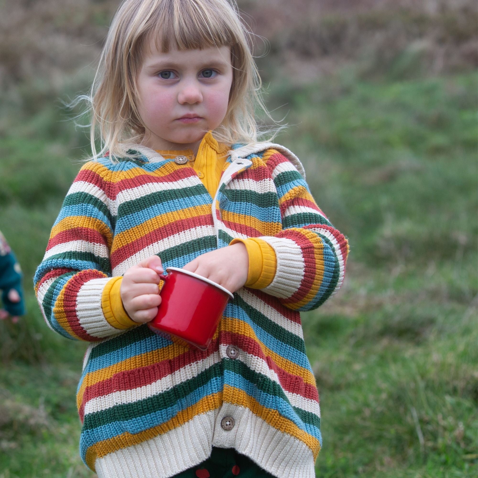 Rainbow Cosy Knitted Hooded Cardigan