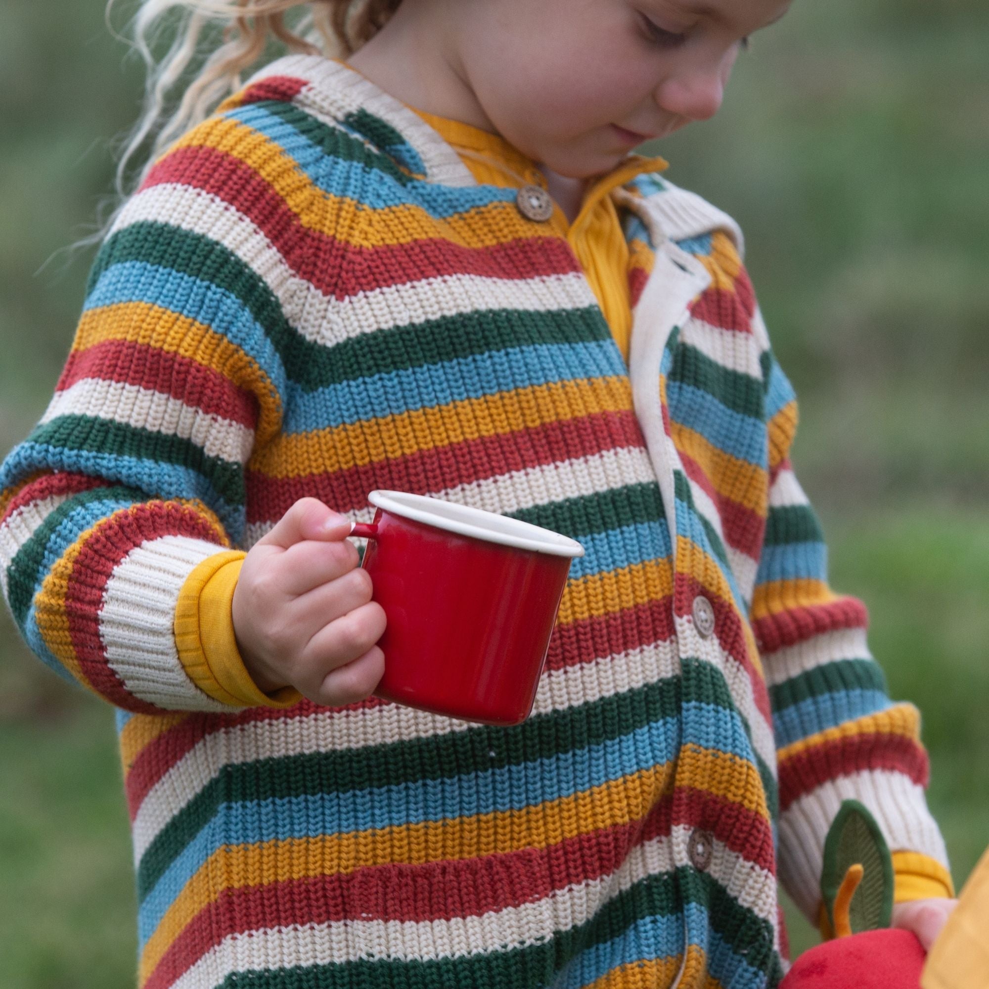 Rainbow Cosy Knitted Hooded Cardigan