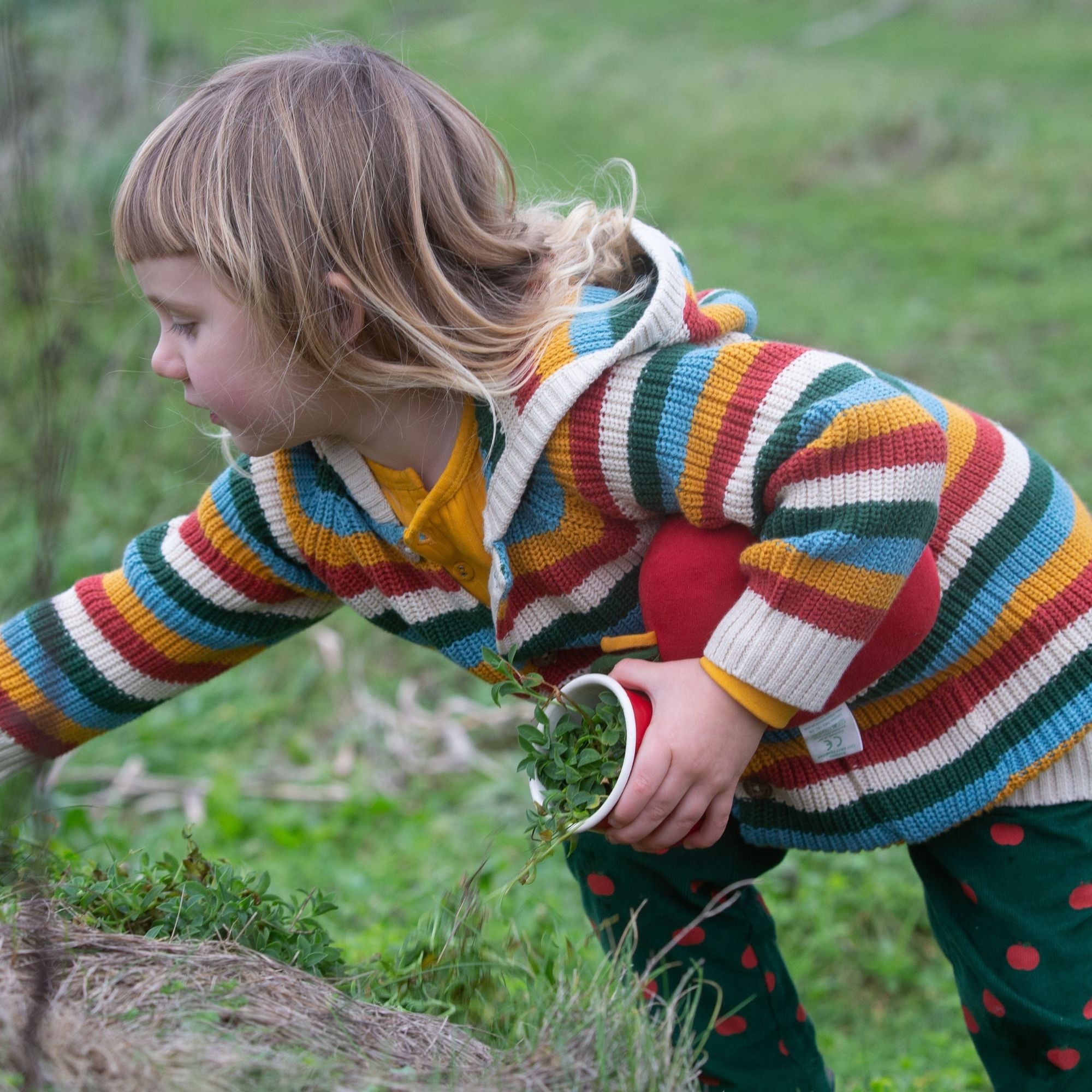 Rainbow Cosy Knitted Hooded Cardigan