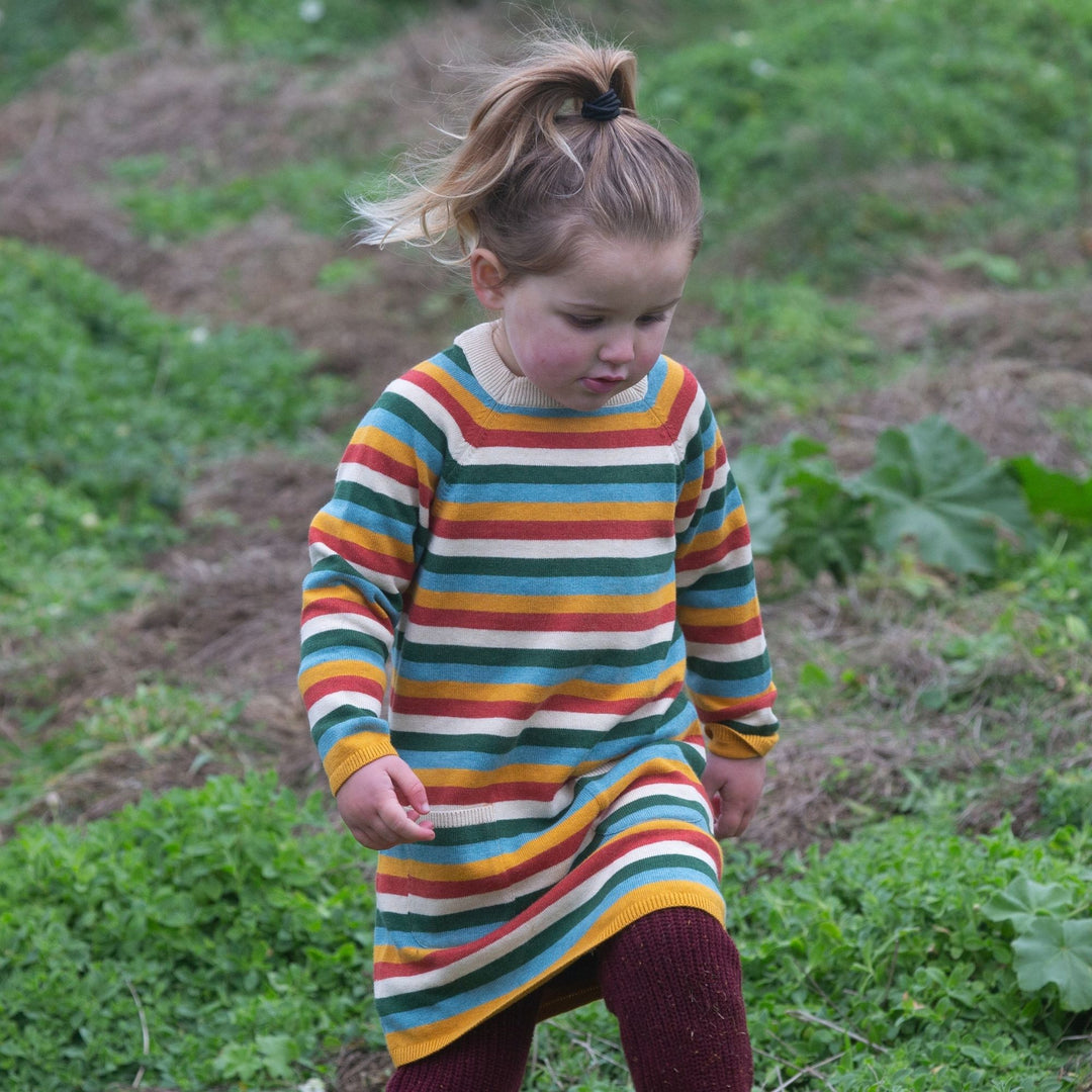 Rainbow Knitted Tunic Jumper Dress