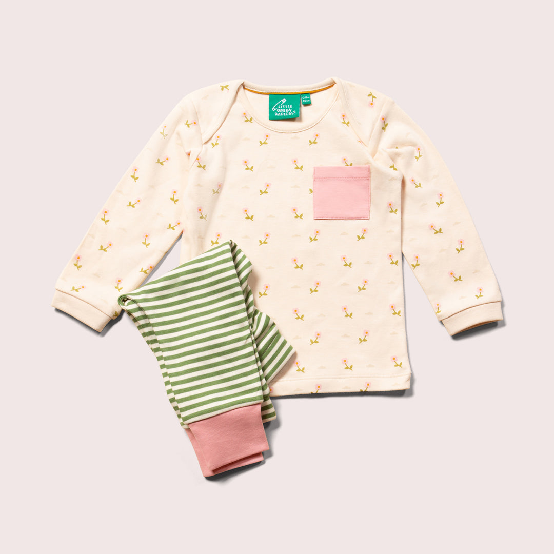 Pink Flowers Organic T-Shirt & Jogger Playset