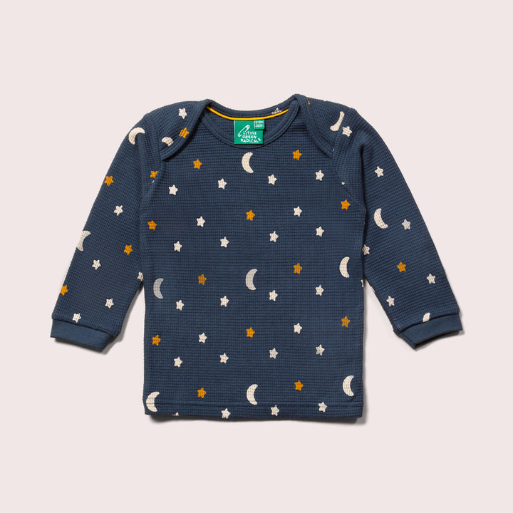 Navy Waffle Stars Organic T-Shirt & Jogger Playset