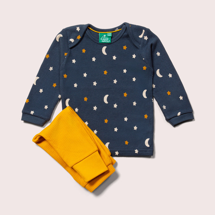 Navy Waffle Stars Organic T-Shirt & Jogger Playset