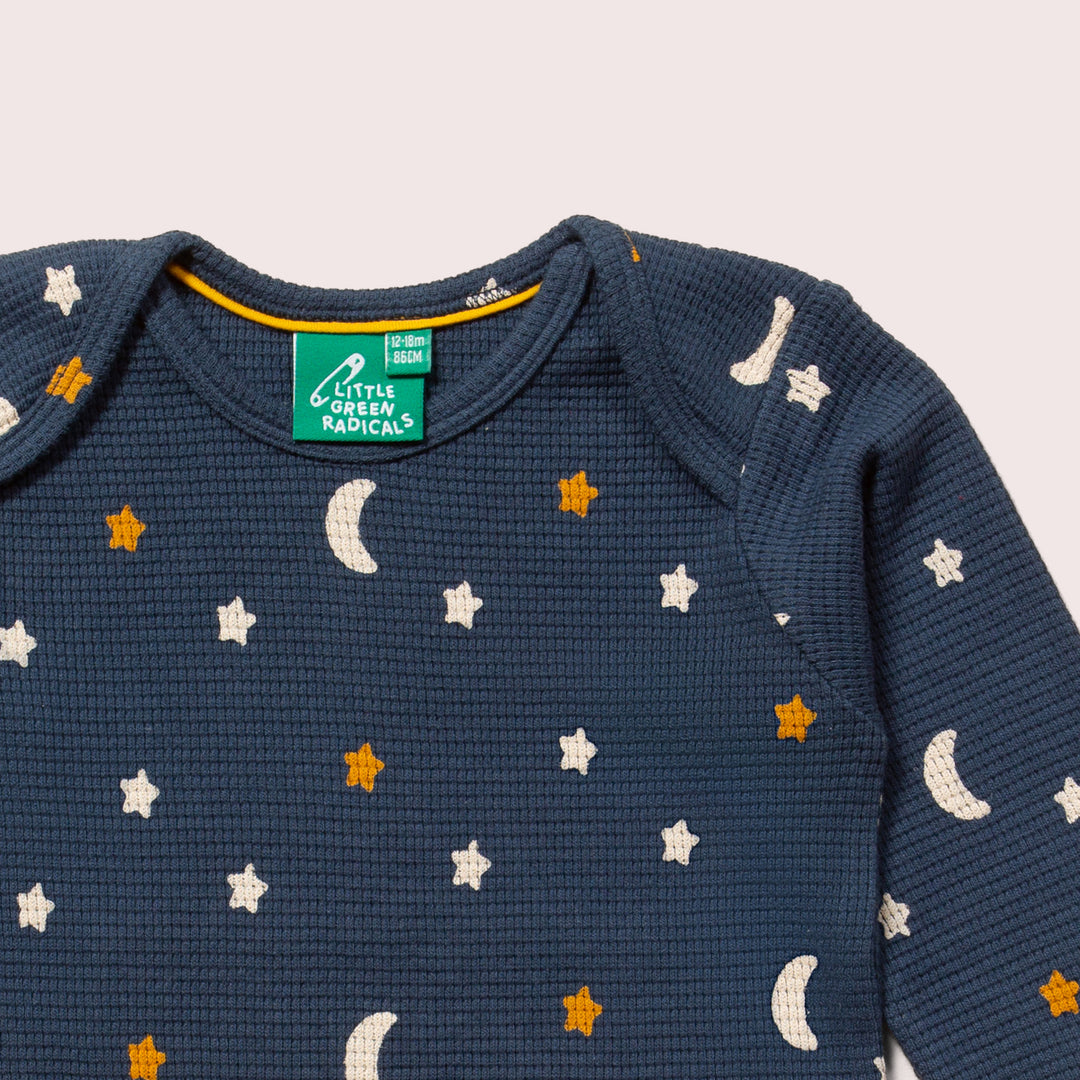 Navy Waffle Stars Organic T-Shirt & Jogger Playset