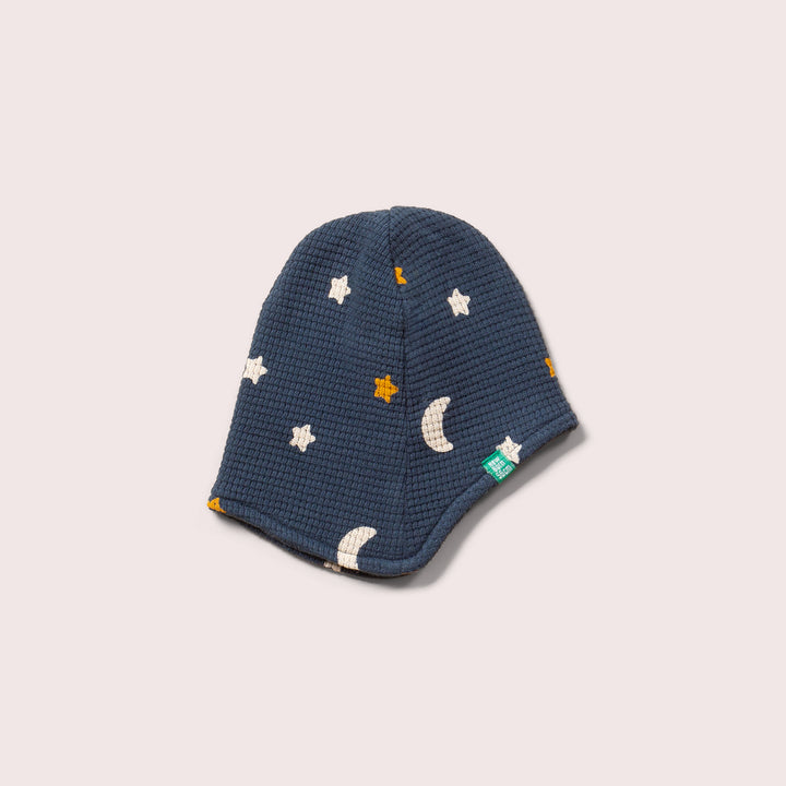 Navy Waffle Stars Baby Hat