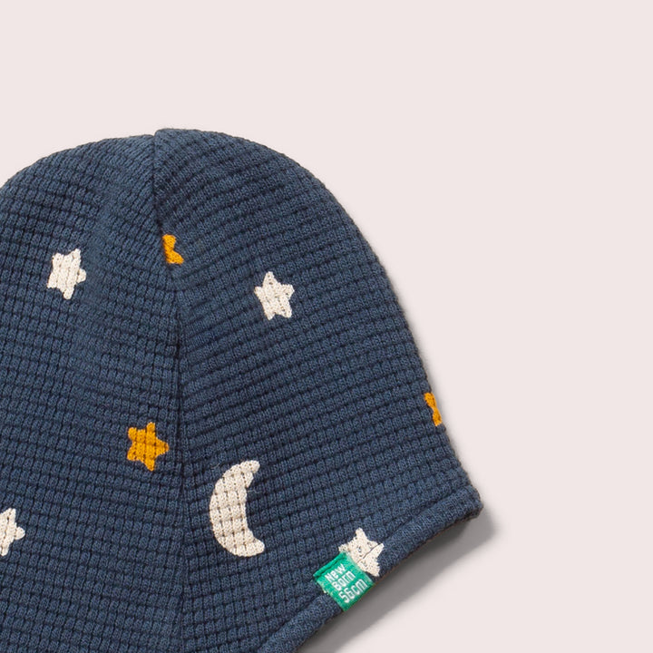 Navy Waffle Stars Baby Hat