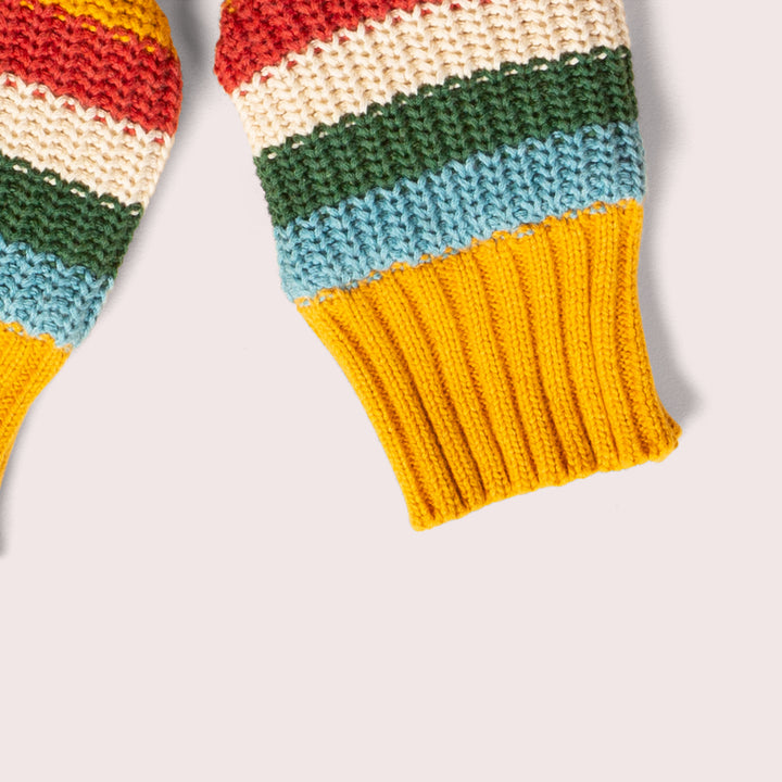 Rainbow Striped Knitted Mittens